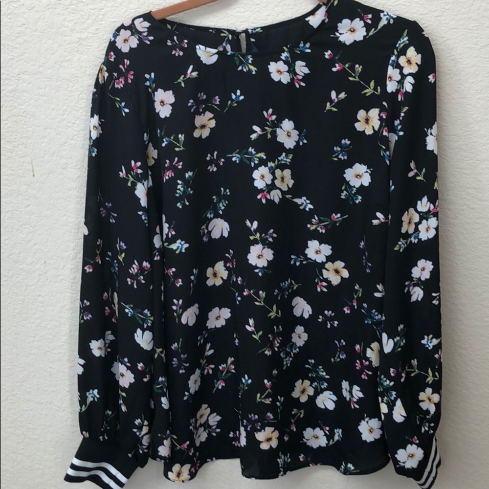 Rachel by Rachel Roy black floral long sleeve top